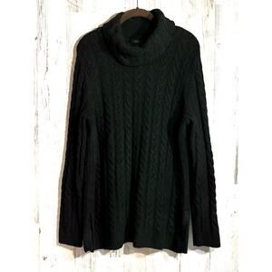 Talbots‎ Womens Black Cableknit Turtleneck Sweater Size Medium